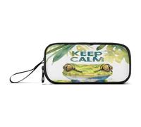 aidingzhi Trousse à crayons en nylon avec inscription « Keep Calm » - Grande capacité - Pour écolières - Motif animal vert
