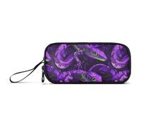 aidingzhi Trousse à crayons en nylon avec poignée - Violet et vert fluo - Grande capacité - Organiseur de papeterie pour femme d'école, Serpent violet fluo vert, 1 size, Papeterie