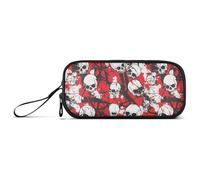 aidingzhi Trousse à crayons en nylon motif tête de mort rouge terrible pour adolescents, filles, papeterie scolaire pour filles de bureau, tête de mort rouge terrible, 1 taille, papeterie, Tête de