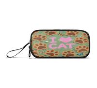 aidingzhi Trousse à crayons en nylon vert avec motif griffe de chat I Love Cats pour adolescentes, grande capacité avec fermeture éclair, trousse à crayons en maille pour garçons du lycée