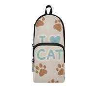 aidingzhi Trousse à crayons multifonction en nylon avec 3 compartiments Motif pattes de chats I Love Cats