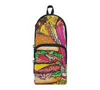 aidingzhi Trousse à crayons Pop Art Hamburger en nylon 3 compartiments multifonction et esthétique pour l'école et le bureau