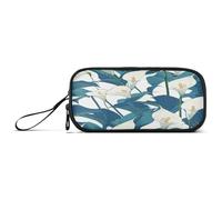 aidingzhi Trousse à crayons rétro en nylon blanc et vert avec fleurs de lys calla pour adolescentes, grande capacité pour filles, fournitures scolaires pour écolier