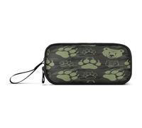 aidingzhi Trousse de rangement en nylon avec empreintes de pieds d'animaux - Marron et vert - Grande capacité - Pour l'école primaire