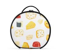 aidingzhi Trousse de toilette au fromage - Motif dessin animé jaune - Accessoires de voyage élégants pour femme - Avec séparateurs réglables - 27,9 cm