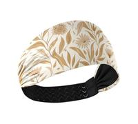 aidingzhi William Morris Bandeau élastique anti-humidité Motif floral Sable Pour femme Pour cyclisme, maquillage, course à pied, tennis
