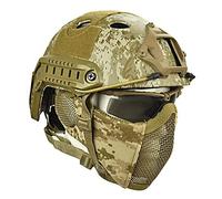AidiOn Airsoft Casque Tactique Casque Rapide Avec Un Masque De Grille En Acier Et Ensemble Goggle, À L'extérieur Airsoft Sécurité Équipement De Protection Pour CS Paintball Game Set,Dd