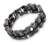 AidiOn Bracelet De Chaîne De Moto En Acier Inoxydable Pour Hommes, Bracelet Noir Punk, Bijoux De Mode Pour Hommes Faciles À Assortir,1.8cm*20.5cm