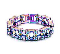 AidiOn Bracelet En Acier Inoxydable Pour Hommes, Ne Se Décolore Pas, Bracelet À Maillons De Chaîne De Vélo Lourd Punk Cool Pour Motocyclistes, Multicolore,A