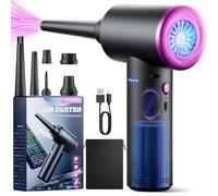 Aidisy Souffleur Air Comprimé- 100000 TR/Min de Pulvérisation d’Air Comprimé avec Batterie 9000mAh, Kit de Nettoyage de Clavier d’Aspirateur à 3 Vitesses avec Lumière LED pour Le Nettoyage de PC