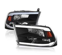 AIDLMBG Phares Voiture Pour Dodge Pour Ram 1500 2500 3500 Quad Style 2009 2010 2011 2012 2013 2014 2015 2016 2017 2018 Phares Noirs Avec Barre Bandes LED Conduite Lumière
