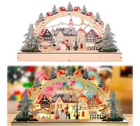 AIDODIA Village De NoëL avec éClairage - DéCoration Noel, Arche Lumineuse en Boisdeco Noel Interieur Maison, Deco De Noel Lumineuse, Fonctionne avec Piles, DéCoration De NoëL pour Table Et Meubles.