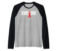 Aids Survivor HIV Red Ribbon Aids Warrior - World Aids Day Manche Raglan