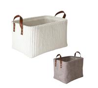 AidSci Lot de 2 paniers de rangement en tissu - Petite armoire de rangement - Pliable - En velours côtelé - Avec poignées - Pour jouets, armoire, étagères, vêtements, fournitures de bureau (D)