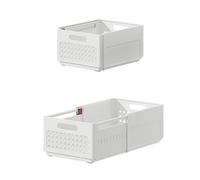 AidSci Organisateur de tiroir avec poignées, empilable, système de rangement pour vêtements, (28-48 cm) - Boîte de rangement rétractable pour armoire, chambre à coucher, cuisine, salle de bain (F)