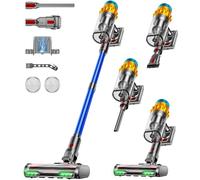 AIDTIPS Aspirateur Balai sans Fil, 600W/50KPA/70Mins Aspirateur sans Fil avec Fonction Debout, Collecteur de Poussière sans Contact de 1,8 L, Brosse Anti-enchevêtrement avec Lumière Verte(Bleu)