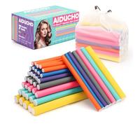AIDUCHO Bigoudis Cheveux Flexible, 42 Pcs 18cm/7" Rouleau Bigoudis Mousse Magiques Roller Cheveux Boucle sans Chaleur Flexi Rods Souple Cheveux pour Cheveux Long & Court pour Femme Filles
