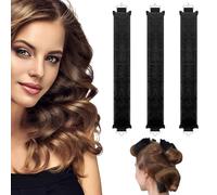 AIDUCHO Bigoudis Cheveux Long avec Crochet, 3 PCS Boucle sans Chaleur Boudin Rouleaux Cheveux Heatless Overnight Blowout Bigoudis Flexible pour Cheveux Mi-long et Long (Noir, Grand)