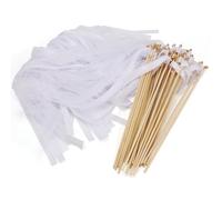 AIDUCHO Lot de 30 Wedding Wands, Baguettes Magiques de Mariage avec Rubans et Clochettes, Baguette de Fée en Soie pour Treillis de Mariage, Fête d'anniversaire, Fête prénatale, Vacances (Blanc)