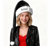 Aiebill Chapeau de Père Noël personnalisé avec nom brodé - Chapeau de Noël long en tricot rouge pour homme et femme, Nouvel An, Noël, fête d'Halloween