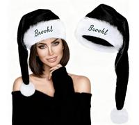 Aiebill Chapeaux de Père Noël longs avec broderie personnalisée, chapeau de Noël personnalisé pour adultes, parfait pour le Nouvel An et les fêtes de Noël