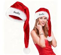 Aiebill Chapeaux de Père Noël longs personnalisés avec nom pour adultes - Chapeau de Noël personnalisé pour homme et femme, idéal pour le Nouvel An, Halloween et les fêtes de Noël
