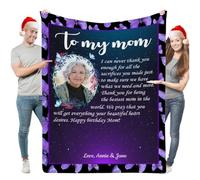Aiebill Couverture en flanelle avec lettres manuscrites personnalisées avec 1 image - Cadeau de Thanksgiving confortable pour la famille et les proches