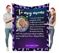 Aiebill Couvertures photo personnalisées avec 1 image - Couverture en flanelle avec lettre manuscrite personnalisée, cadeau de Thanksgiving confortable pour maman, papa, fils, fille