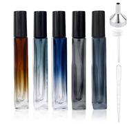 Aieino Lot de 5 atomiseurs de parfum de voyage rechargeables de 10 ml - Mini flacons de parfum après-rasage portables non étanches avec entonnoir distributeur pour homme et femme, sac à main de poche
