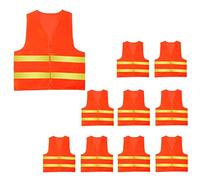 AIEOE 10 Pièces Gilet Réfléchissant Adulte Sans Manche Veste Haute Visibilité Gilet de Sécurité Femme Homme Vélo Moto Jogging Chantier Police Circulation Fluo Orange Jaune