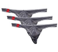AIEOE 3 Pièces Strings Hommes Tanga Lingerie Transparente sous-vêtements Slips Respirant Lingerie Charme Taille Basse Gris XXL