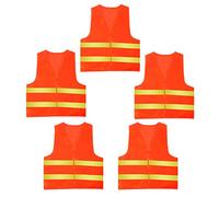 AIEOE 5 Pcs Gilet Fluorescent Adulte Sans Manches Veste Gilet Réfléchissant Police Circulation Construction Cyclisme Orange Jaune Fluo,Taille unique,Orange-5 Pcs Orange Jaune