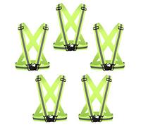 AIEOE 5 Pcs Sangle Réfléchissante Gilet de Sécurité Réglable Ceinture Haute Visibilité Homme Femme Adolescent Vélo Moto Marche Jogging Snowboard Jaune Fluo
