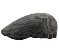 AIEOE Béret Souple Homme Été Vintage Casquette Plate Ajustable Chapeau Gavroche en Maille Polyester Respirant Hat Flat Cap Gris