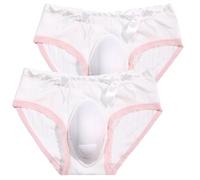 AIEOE Cache-Coeur Lettre Pack de 2 Dentelle Gaff Panty Coton Culotte Cache-Coeur Taille Basse Camel Toe Slip pour Transgender EU M (Asie L)