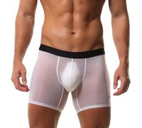 AIEOE Caleçons Sexy Hommes Transparent Retroshorts Culotte sans Couture Culotte en Soie de Glace Lingerie de Charme Ceinture élastique Hipster S