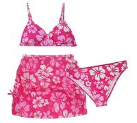 AIEOE Ensemble de Maillots de Bain 3 Pièces Fille Haut de Bikini avec Bretelles réglables + Jupe + Bikini Triangle pour 10-11 Ans Rose A
