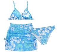 AIEOE Ensemble de Maillots de Bain 3 Pièces Fille Haut de Bikini avec Bretelles réglables + Jupe + Bikini Triangle pour 10-11 Ans Bleu A