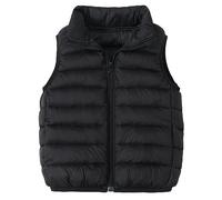 AIEOE Gilet Unisexe Sans Manches Avec Poches pour Filles et Garçons Veste en Duvet Avec Boutons d'hiver Convient de 4-5 Ans 120cm Noir