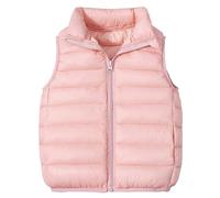 AIEOE Gilet Unisexe Sans Manches Avec Poches pour Filles et Garçons Veste en Duvet Avec Boutons d'hiver Convient de 4-5 Ans 120cm Rose