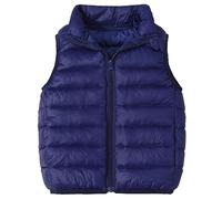 AIEOE Gilet Unisexe Sans Manches Avec Poches pour Filles et Garçons Veste en Duvet Avec Boutons d'hiver Convient de 4-5 Ans 120cm Bleu Foncé