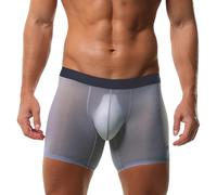AIEOE Hommes Caleçons Sexy Hommes Transparent Retroshorts Culotte sans Couture Slip en Soie de Glace Ceinture élastique Lingerie de Charme XS