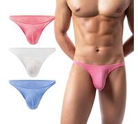 AIEOE Hommes Slip Filet Mesh sous-vêtements Stretch Briefs Hommes Caleçon Bikini avec Renflement 3pcs 02 Taille XL