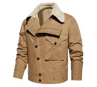 AIEOE Hommes Veste Polaire d'Hiver Parka Doublée Col Montant Doublure Intérieure Blouson Cargo Jaquette EU XL