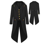 AIEOE - Jeune Steampunk Manteau Enfant Moyen-Âge Gothique Jupe de marche Renaissance Pirate Viking pour Partit Manches Longues Vintage Garçon Veste - Noir-1, 155