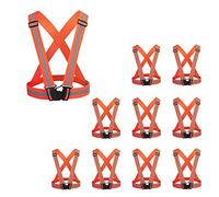 AIEOE Lot de 10 Pièces Gilet de Sécurité Course Réglable Haute Visibilité Sangle Réfléchissant Running Élastique pour Vélo Moto Marche Jogging Fluorescent Orange