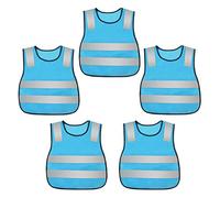 AIEOE Lot de 5/10/15/20 gilets de sécurité réfléchissants pour enfants - Haute visibilité - Fermeture Velcro - Pour la course, le cyclisme, le jogging, Bleu (5 pièces), 3-11 Jahre