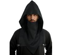 AIEOE Masque Cyberpunk Capuche Rogue Foulard avec Masque Cape Gothique à Capuchon Ninja Cosplay Noir
