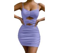 AIEOE Mini Robe Courte pour Femme Robes D'Été Dos Nu avec Découpe à Scavo Ajourée Curvy Taille S Violet 04