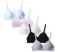 AIEOE Soutien-Gorge Filles Adolescentes Coton Rembourré Brassières de sans Armature Réuni sous-Vêtement Respirant Réglable 32